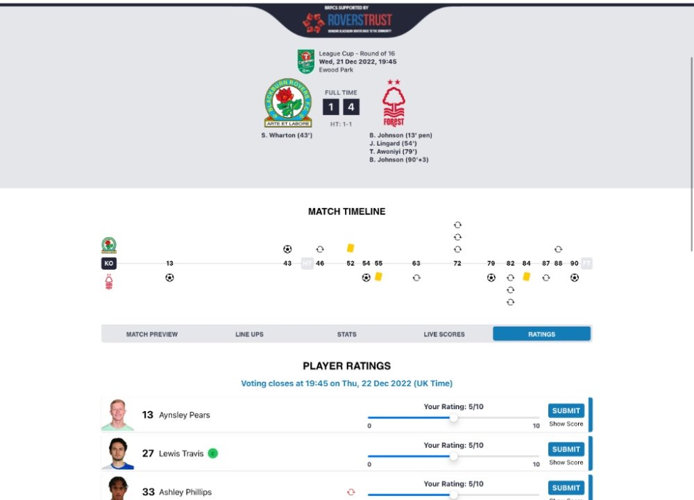 Carabao Cup next round, moving on draw. Blackburn Rovers Fans