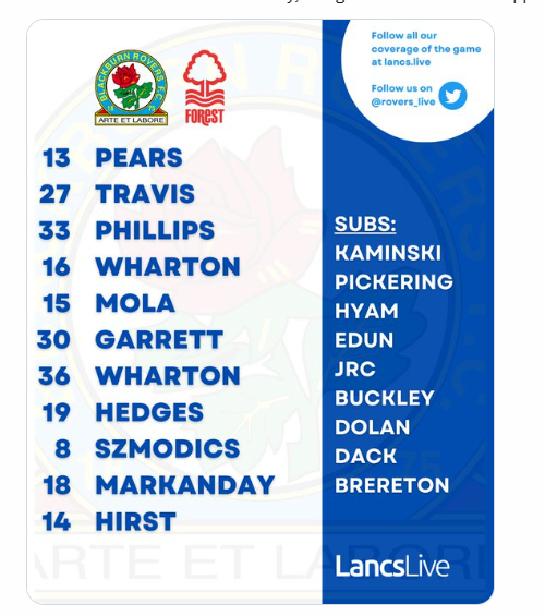 Carabao Cup next round, moving on draw. Blackburn Rovers Fans